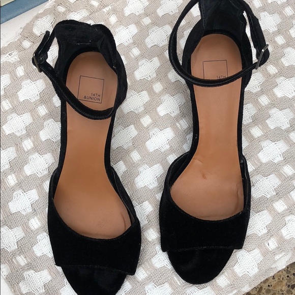 Black Velvet Ankle Strap Heels - Picture 1 of 6